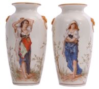 Pair of 19th century Wedgwood vases, painted by Eduard Rischgitz with warriors to the front and