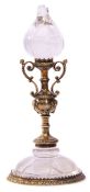 Interesting gilt white metal and rock crystal mounted flower bud design ornament, 15cm tall