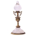 Interesting gilt white metal and rock crystal mounted flower bud design ornament, 15cm tall