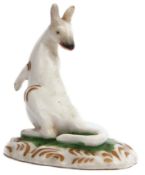 English porcelain model of a kangaroo, mid-19th century, possibly Rockingham, 8cm high