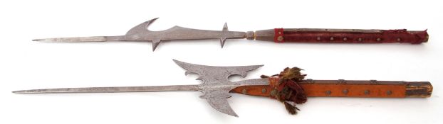 Pair, believed to be, Victorian copies of German/Swiss halberds heads, both stamped with proof