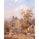 Attributed to George Pyne (1800-1884) "Gunofen Mill near Tavistock, Devon" watercolour, bears