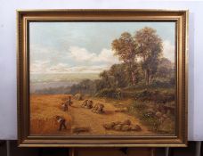 Charles H Passey (1818-1895) Harvest field with workers oil on canvas, signed and dated 1894 lower