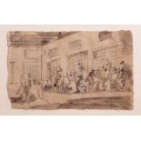 French School (18th/19th century) "The Rehearsal" pen, ink and wash, 19 x 30cm