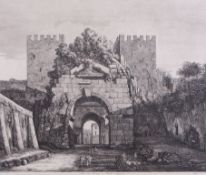 After Rossini "Arco di Druso, E Porta Capena" black and white engraving circa 1820 38 x 46cm