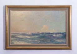 English School (19th/20th century) Seascape with seagulls oil on canvas, 36 x 59cm