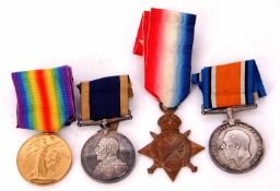 Group of four medals to James Seymour 342650, a jointer on HMS Halcyon, to include 1914-15 Star,