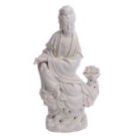 Large Chinese blanc de chine porcelain figure of Guanyin, 38cm high
