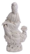 Large Chinese blanc de chine porcelain figure of Guanyin, 38cm high