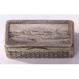 Mid-19th century Russian silver snuff box of chest form, chequerwork niello decoration to the four