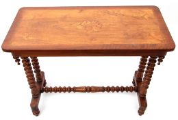 19th century mahogany small centre table, the central panel inlaid at the corners with butterflies