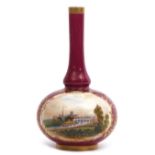 Chamberlain Worcester bottle vase, painted with a view of Worcester, 14cm high