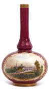 Chamberlain Worcester bottle vase, painted with a view of Worcester, 14cm high