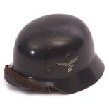 Mid-20th century Third Reich Luftwaffe M35 Stahlhelm with original Luftwaffe double Decals eagle and