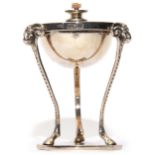 Asprey of London table lighter with gimbal set reservoir to the circular top, the stand with three