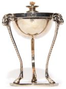 Asprey of London table lighter with gimbal set reservoir to the circular top, the stand with three