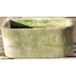 Large stoneware or composition garden trough of demi-lune form, 107cm wide