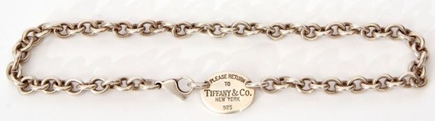 Tiffany & Co 925 necklace, the oval tag engraved with "Please return to Tiffany & Co, New York,