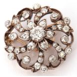 Victorian diamond brooch/pendant, a floral cluster design set throughout with old brilliant cut