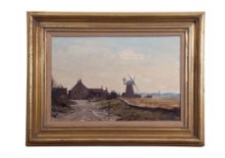 AR Roy Petley (born 1950) "Cley Mill" oil on board, signed lower right, 29 x 44cm