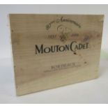Mouton Cadet Rouge 2007, 3 bottles in sealed wooden case