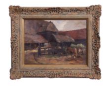 Bertram Walter Priestman, RA, ROI, NEAC (1868-1951) Farmyard oil on board, signed and dated 93 lower