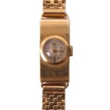 Third quarter of 20th century ladies 18K gold cased Onsa cocktail watch with mechanical movement,