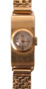 Third quarter of 20th century ladies 18K gold cased Onsa cocktail watch with mechanical movement,