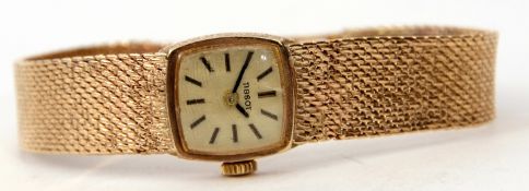 Third quarter of 20th century ladies hallmarked 9ct gold Tissot wrist watch, with mechanical