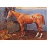 AR Lionel Dalhousie Robertson Edwards (1878-1966) Horse in a stable watercolour, signed, dated
