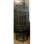 Modern painted metal cylindrical wine rack in the form of a bird cage, 150cm high