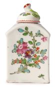 Lowestoft porcelain tea caddy and cover circa 1780, decorated in polychrome with Thomas Rose design,
