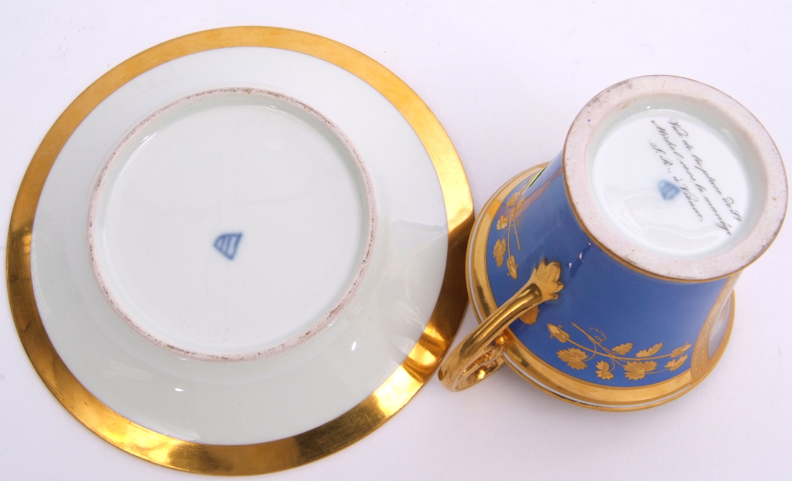 Early 19th century Vienna topographical cabinet cup and saucer, the cup painted with a view of La - Image 2 of 2