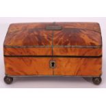 Blonde tortoiseshell small metal mounted vanity box with plush lined interior, the lid inscribed "