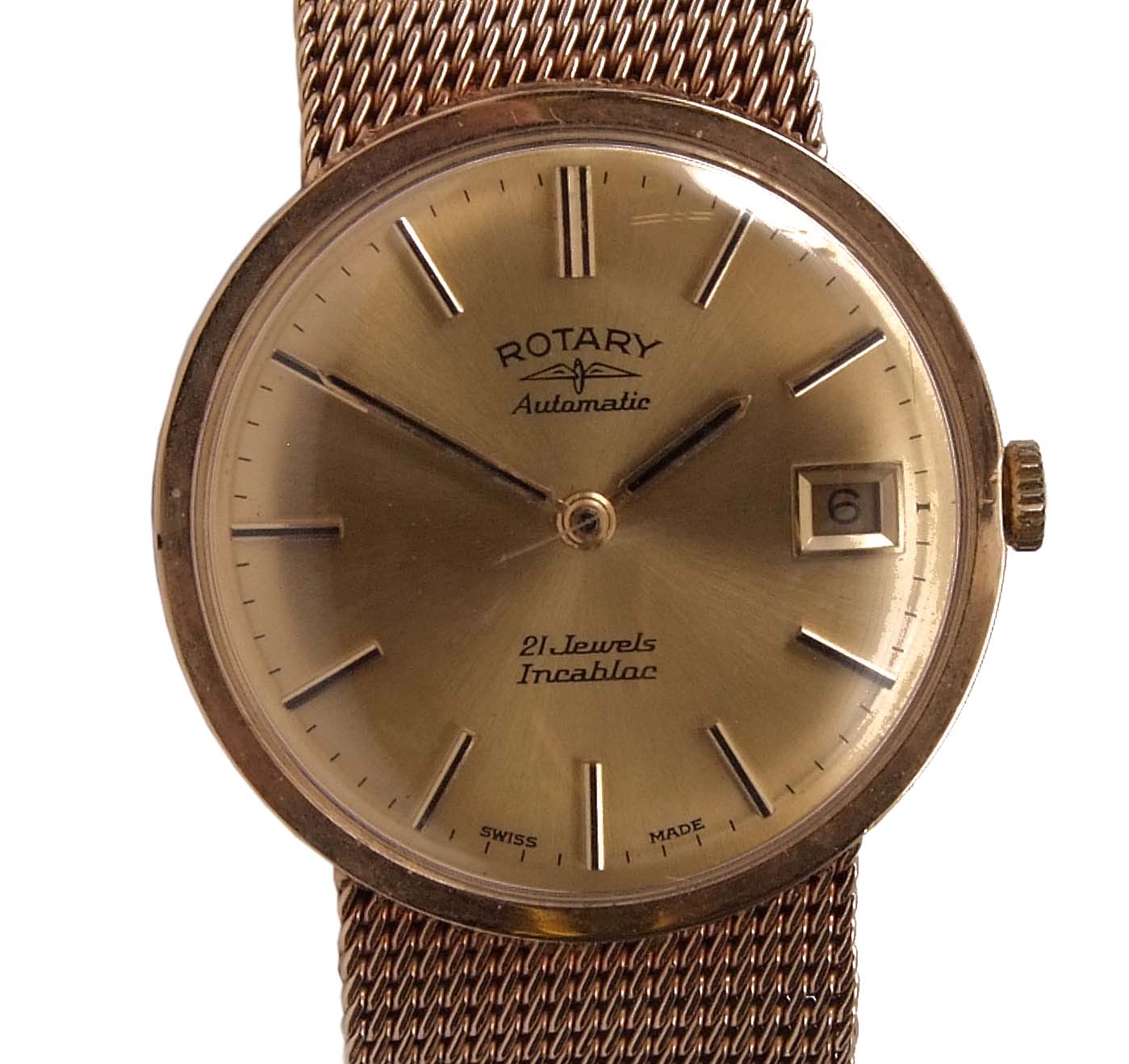 Third quarter of 20th century gents hallmarked 9ct gold cased Rotary automatic wristwatch, gold