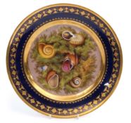 Fine early 19th century Paris (D'Arte) porcelain plate, the centre finely painted with shells and