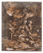 After F Barocci "The rest on the flight into Egypt" (B xii, 36, 11), 16th century woodcut, 35 x 28cm