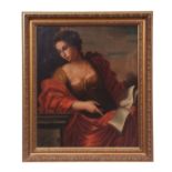 Continental School (18th century) Classical lady holding a book oil on canvas, 60 x 50cm