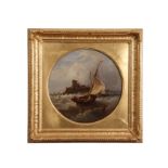 John Moore of Ipswich (1820-1902) Shipping off a harbour oil on panel, signed lower right, 30cm