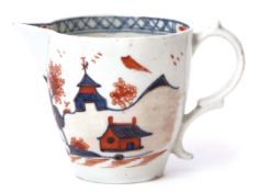 Lowestoft porcelain bucket shaped jug circa 1780 decorated in polychrome with dolls house pattern,