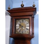 Thomas Smith Macclesfield - 18th century oak 8-day longcase clock, the 10ins square brass dial