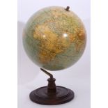 Philips 14ins terrestrial globe on stand, circa early 20th century, 48cm high