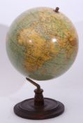 Philips 14ins terrestrial globe on stand, circa early 20th century, 48cm high