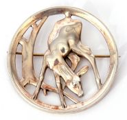 Georg Jensen silver brooch model number 298, of circular pierced form, cast in low relief with a