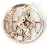 Georg Jensen silver brooch model number 298, of circular pierced form, cast in low relief with a