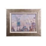 AR Peter Gilman (1928-1984) Dockyard oil on board, signed lower right, 25 x 35cm