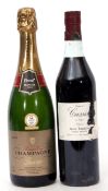 Tesco Champagne (Gold Award), 1 bottle and Creme de Cassis (Theuriet), 1 bottle (2 bottles in all)