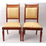 Good set of eight reproduction walnut and mahogany dining chairs comprising two carvers and six