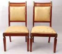 Good set of eight reproduction walnut and mahogany dining chairs comprising two carvers and six