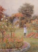 Edward Davey (19th/20th century) Garden scene with children watercolour, signed and inscribed "